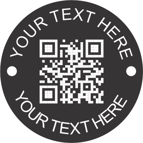 Black With White Text Screw Fixing Table Disc with QR Code 40mm